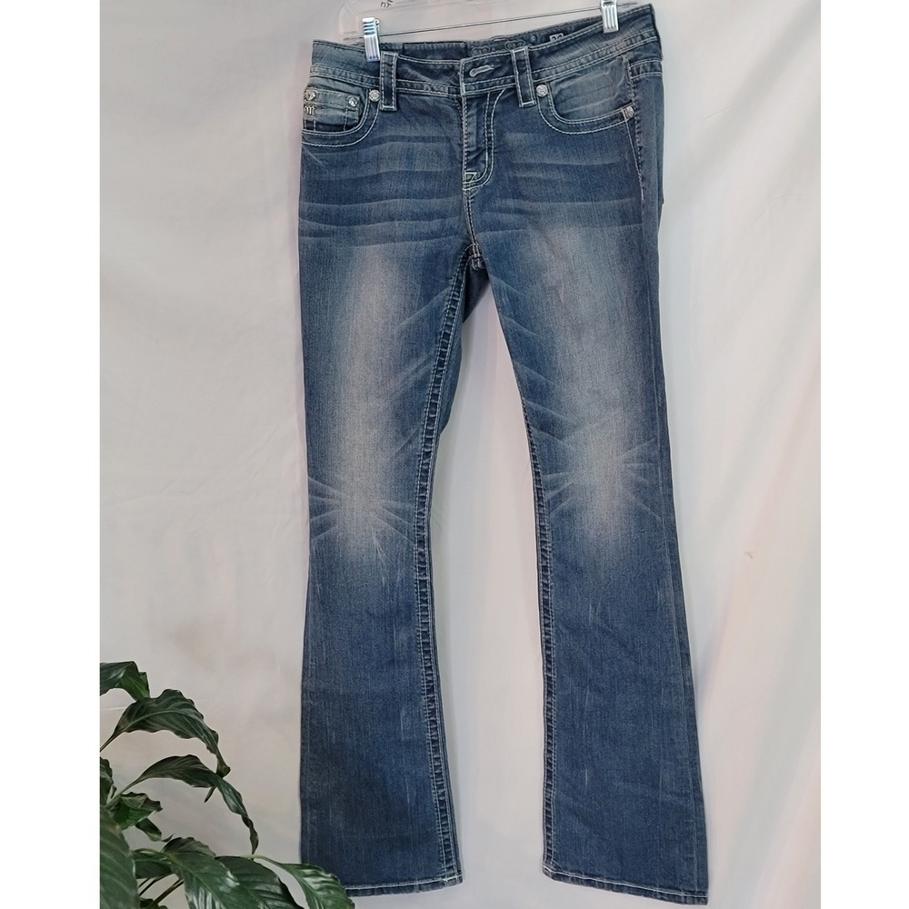 Miss Me Womens Bootcut Jeans Size 29 Medium Wash Embroidered Paisley Pockets